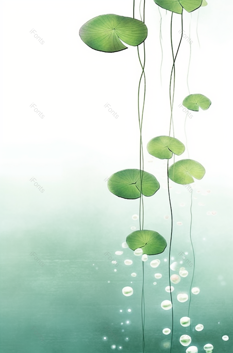 简约夏天夏至雨后晴天池塘水面荷叶绿色自然清新插画,插画/手绘图,插画/手绘图库,插画/手绘图下载,插画/手绘